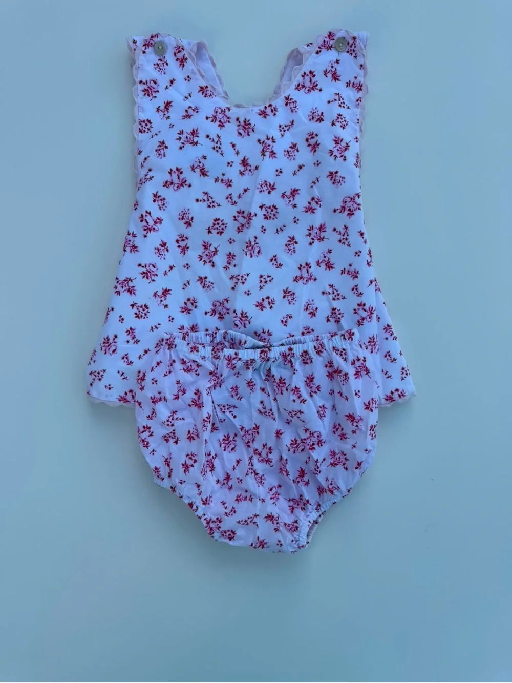 Oscar de la Renta White and Red Floral Kids Matching Set
